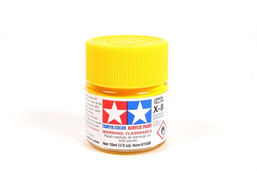 Tamiya - Mini Acrylic Lemon Yellow X-8 - Aussie Hobbies 