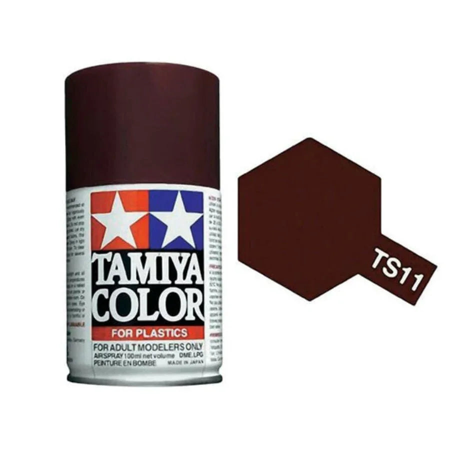 Tamiya Color TS11 acrylic spray paint for plastic model kits, 100ml can, deep brown shade