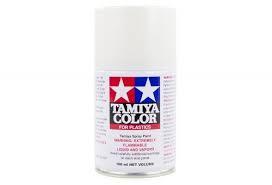 Tamiya Color spray paint for plastic models, white can with red and blue label