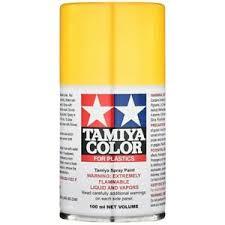 Tamiya Color spray paint for plastics, yellow can, 100ml, model kit hobby supply