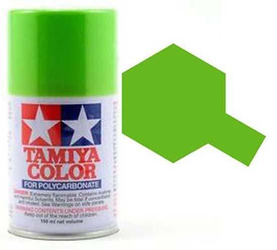 Tamiya Color spray paint for polycarbonate, vibrant green shade, 100ml can, ideal for model kits and hobby projects