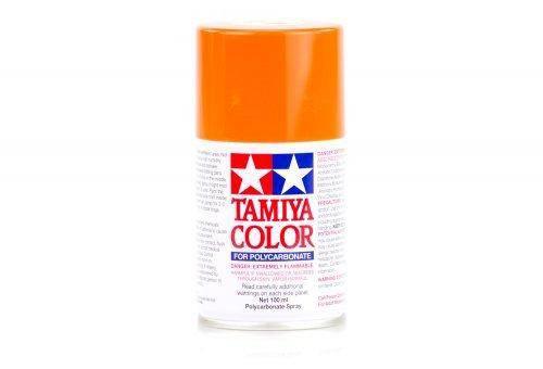 Tamiya Color spray paint for polycarbonate, vibrant orange can, ideal for model kits and hobby projects