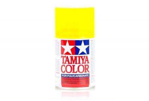 Tamiya Color yellow spray paint for polycarbonate model kits, ideal for hobbyists and collectors