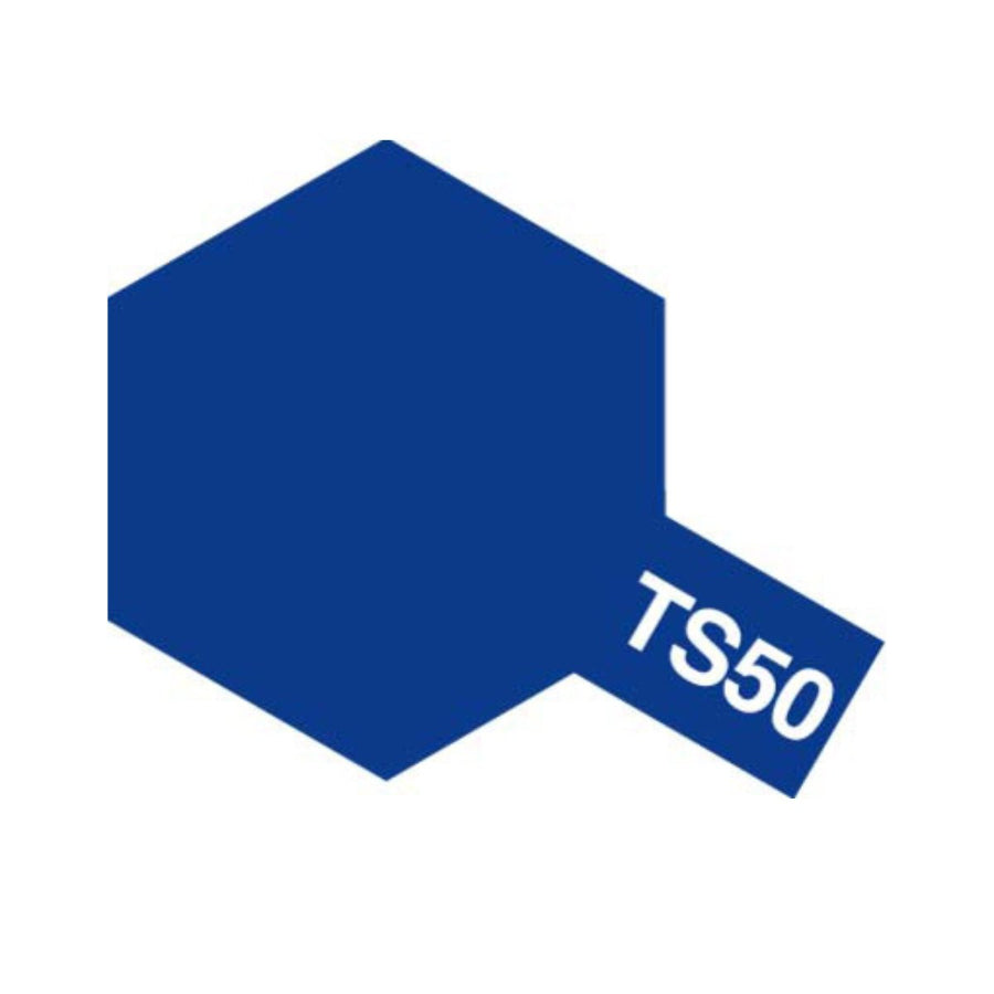 Tamiya Spray TS-50 Mica Blue – 100ml acrylic lacquer spray paint for models, miniatures, and RC bodies.