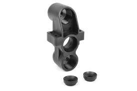 Black RC car suspension arm with mounting hardware for model kits and hobby builds