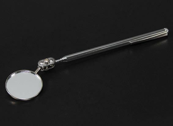 Silver dental mirror tool with long handle for model assembly and hobby detailing