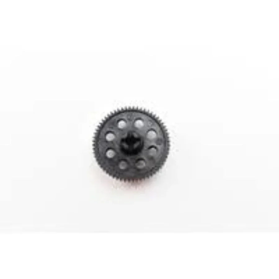 Black plastic gear with teeth and center hole for RC car or model kit assembly