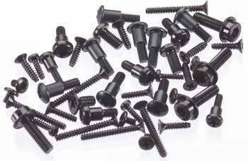Black Phillips head screws for model kits and hobbies, assorted sizes