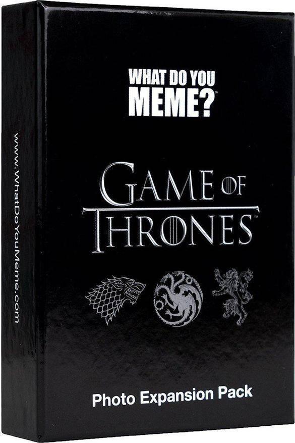 Game of Thrones Photo Expansion Pack for What Do You Meme? card game, featuring house sigils on black box