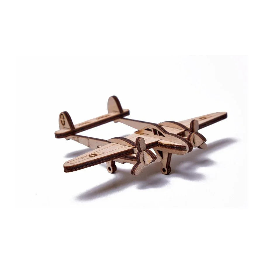 Wood Trick Lighting Plane wooden 3D model kit with LED light display.