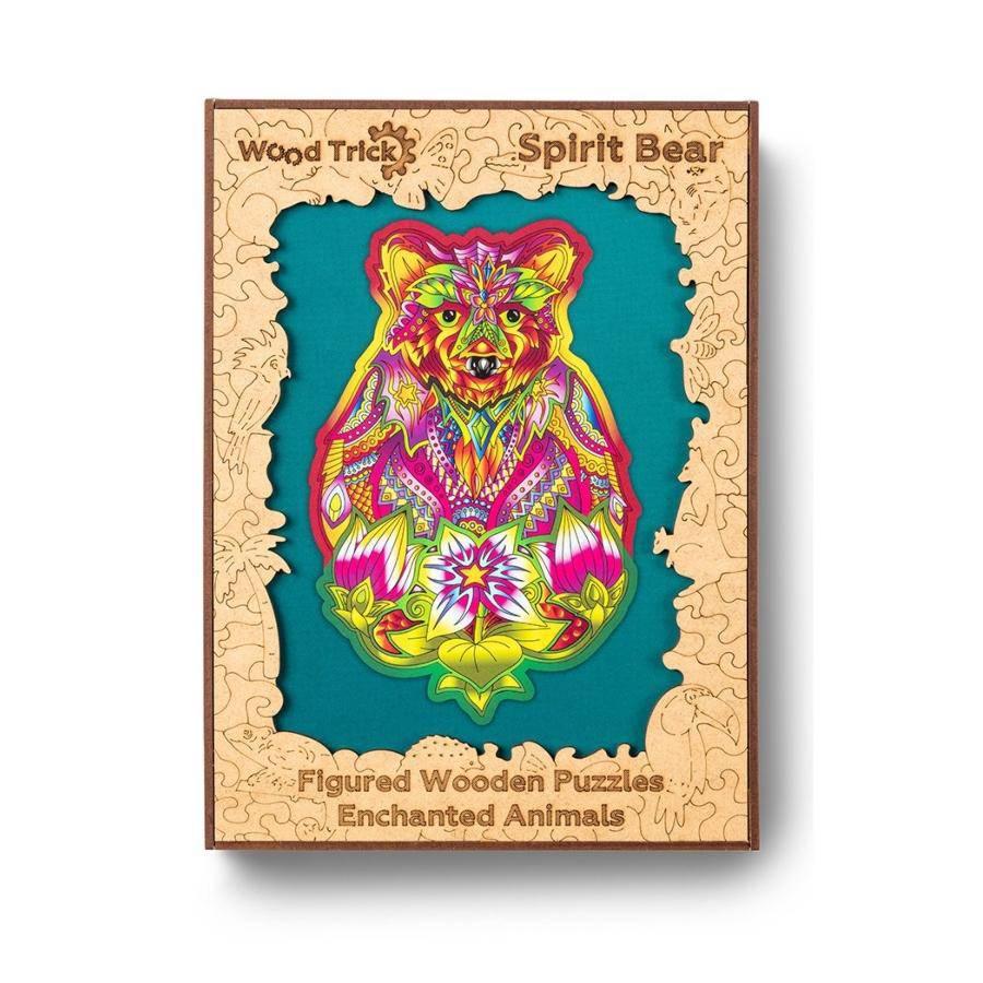 Wood Trick Spirit Bear wooden jigsaw puzzle with nature and wildlife artwork.