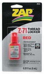 Zap Z-71 Red Thread Locker for metal parts, 6ml bottle, permanent adhesive for hobby and model kits