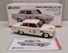 Classic Carlectables 1:18 Ford Cortina 1965 Race 2nd Position diecast model car with authentic racing livery.