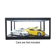 1:18 Black LED Display Case with mirrored back and base (KC7710MBK) – illuminated display for diecast models and collectibles.