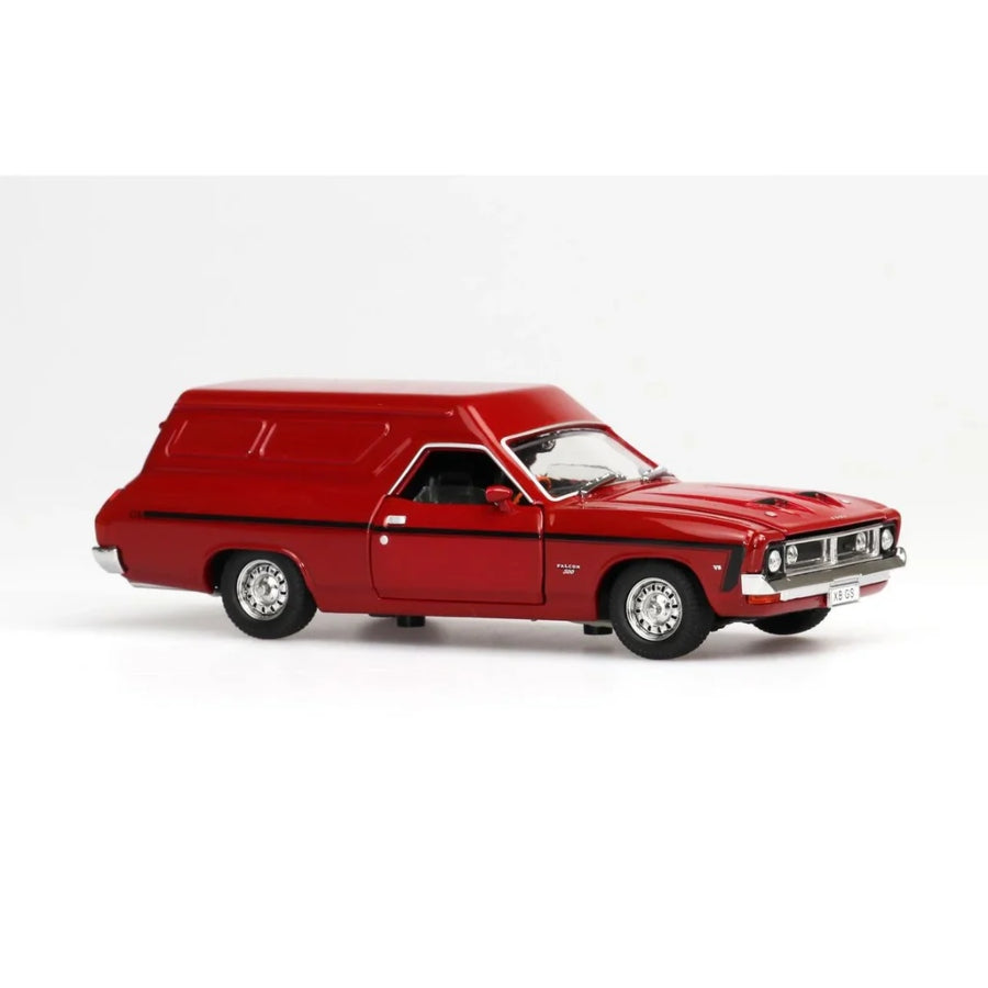 Red model van on a white background