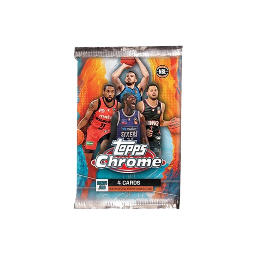 2024-25 Topps Chrome NBL Basketball Hobby Booster – trading cards featuring NBL stars with parallels, inserts, and autograph chase cards.