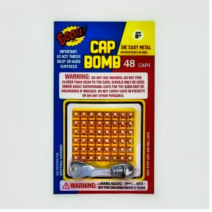 Exploding Caps Toy 8 Shot Cap Bomb – Die-Cast Metal Toy Grenade with 48 Shots – Aussie Hobbies