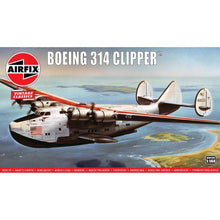 Airfix 1/144 Boeing 314 Clipper flying boat airliner model kit with Pan American Airways markings and detailed hull, wings, and tail assembly.