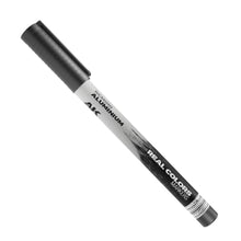Close-up of AK Interactive Real Colors Aluminium Acrylic Paint Marker for model painting and hobby detailing.