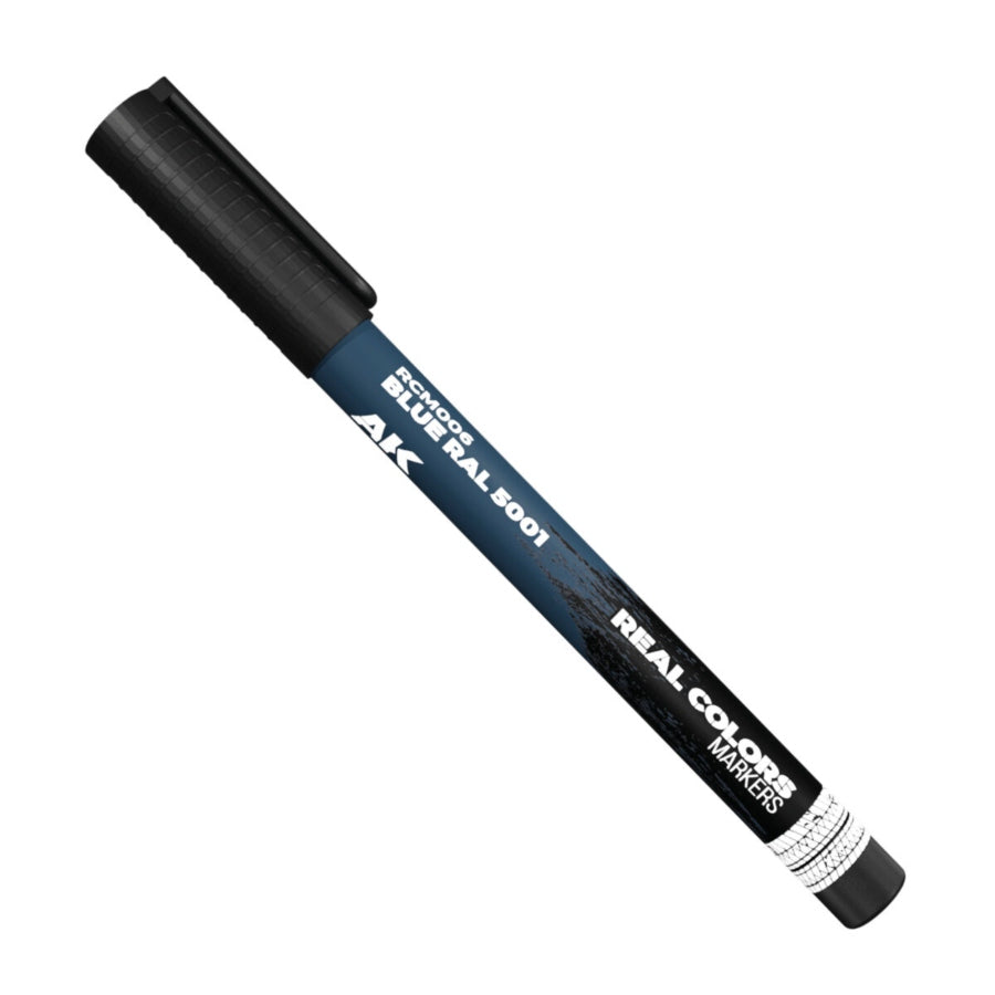 AK Interactive Real Colors Blue RAL 5001 acrylic paint marker for model painting and hobby detailing