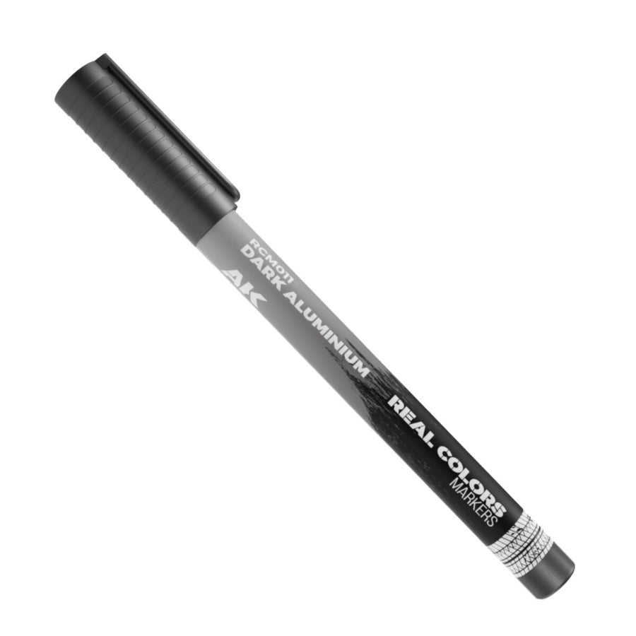 AK Interactive Real Colors Dark Aluminium Acrylic Paint Marker AKRCM011 for model detailing and metallic finishes.