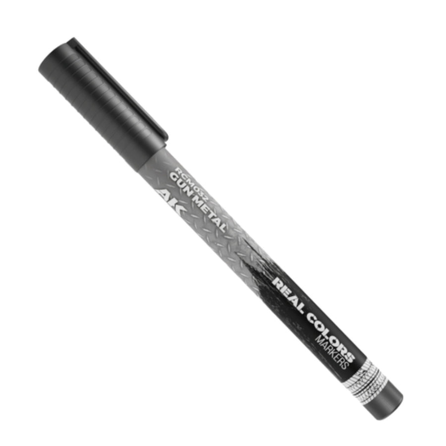 AK Interactive Real Colors Gun Metal Acrylic Paint Marker for precision scale model and miniature detailing.