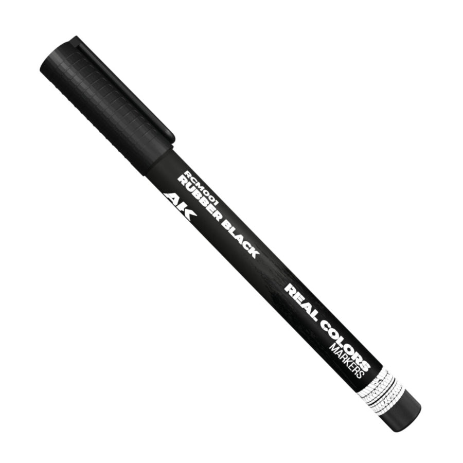 AK Interactive Real Colors Rubber Black Acrylic Paint Marker AKRCM001 for model detailing and scale modelling.