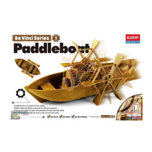 Academy Da Vinci Paddleboat Plastic Model Kit 18130 – educational working model inspired by Leonardo da Vinci’s mechanical design.