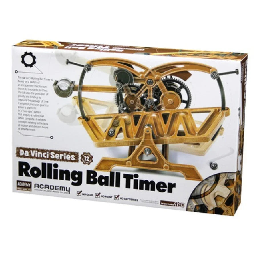 Academy 18174 Da Vinci Rolling Ball Timer wooden mechanical STEM model kit.