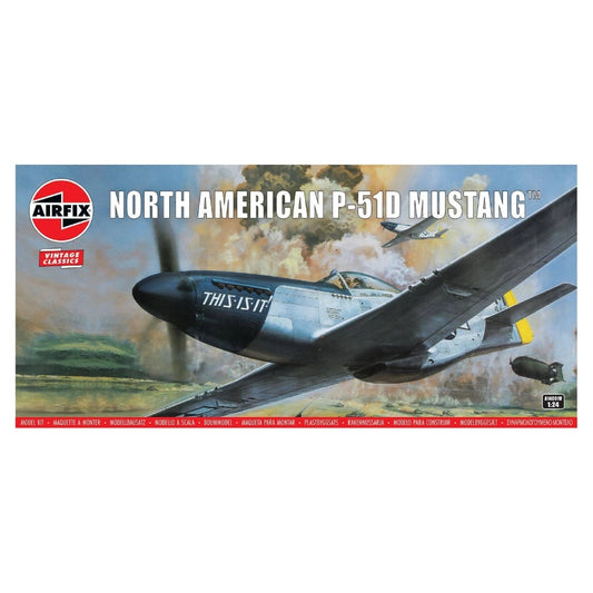 Assembled Airfix 1:24 Scale North American P-51D Mustang Model Kit (A14001V) Displaying Detailed Features