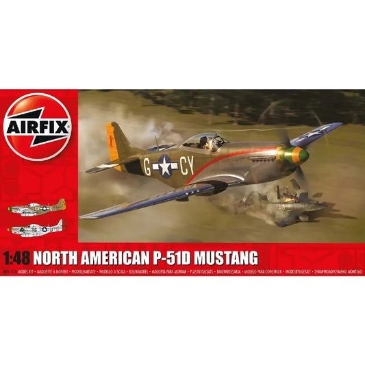 Assembled Airfix 1/48 North American P-51D Mustang Model Kit (SKU: A05131A) Displaying Detailed Features