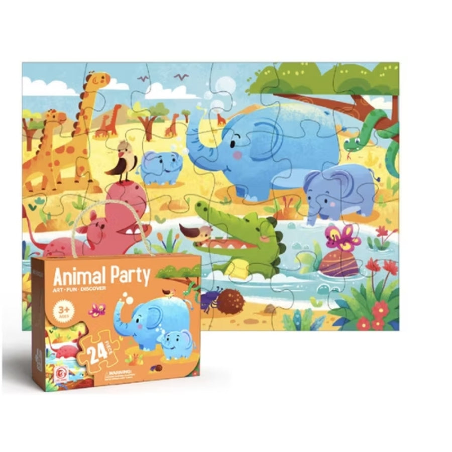 Children Animal Puzzle – Animal Party – colourful kids’ educational puzzle featuring forest and farm animals.