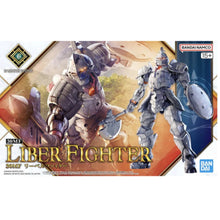 Liber Fighter 30MF model kit with armored silhouette body, ready for posing with axe and shield