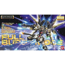 Master Grade 1/100 Strike Freedom Gundam Full Burst Mode model with expanded Super Dragoon wings and beam weapons