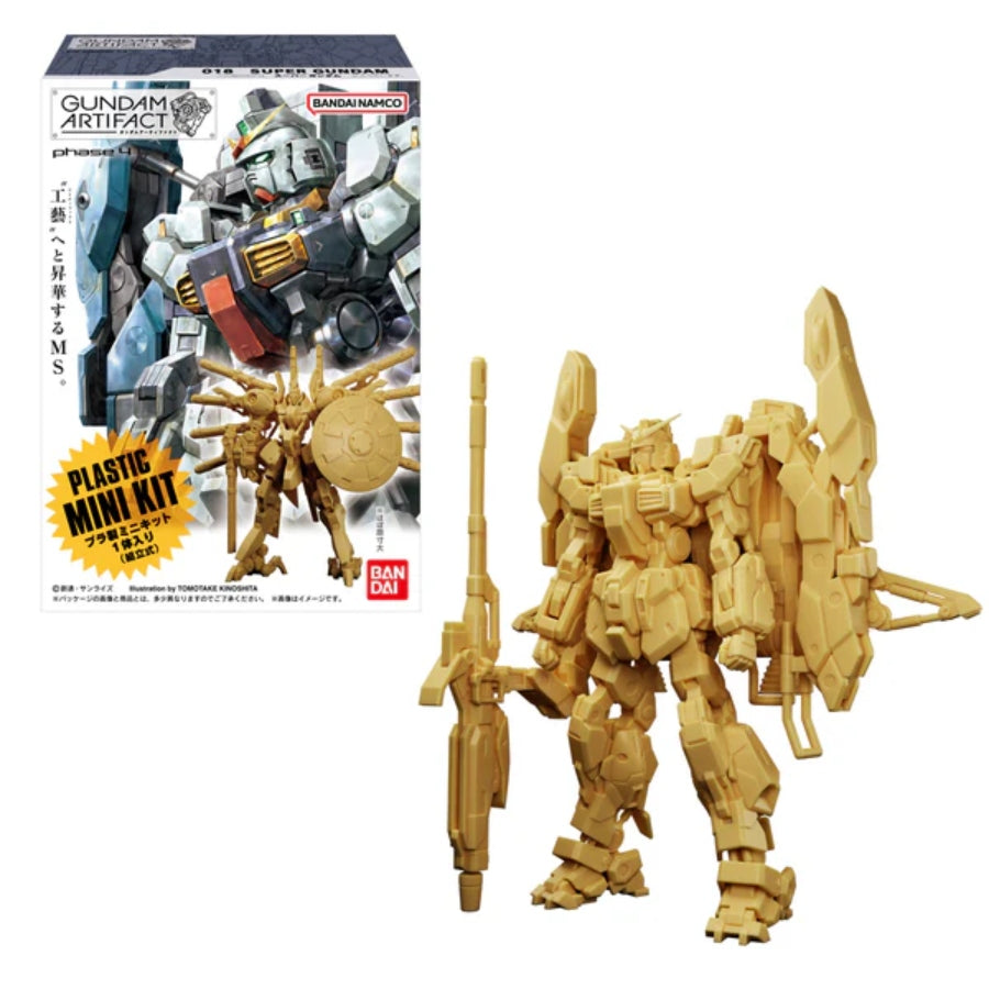 Pale-orange mini plastic model kit from Bandai’s Gundam Artifact series (random design), snap-fit assembly, no gum included