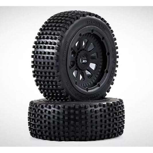 Rovan 4.7/5.5" V5 Dirt Buster Nail Tyres on Black Rims - Beadlocked Wheels 2Pcs