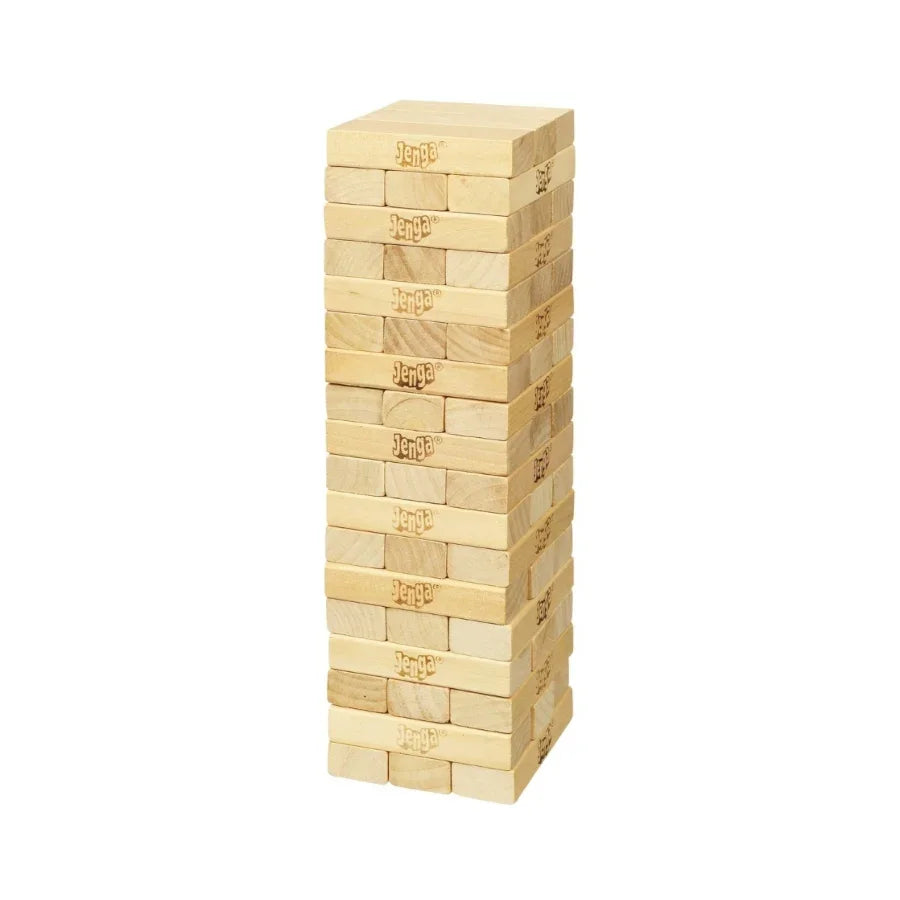 Hasbro Classic Jenga Game wooden block stacking tower set.