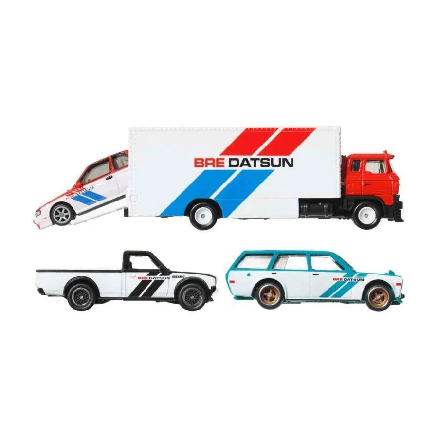 Hot Wheels Premium BRE Datsun 1:64 diecast collector set with race cars.
