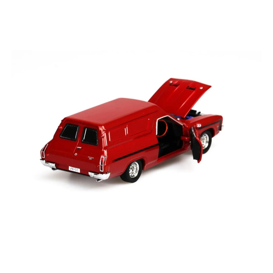 Red model van on a white background
