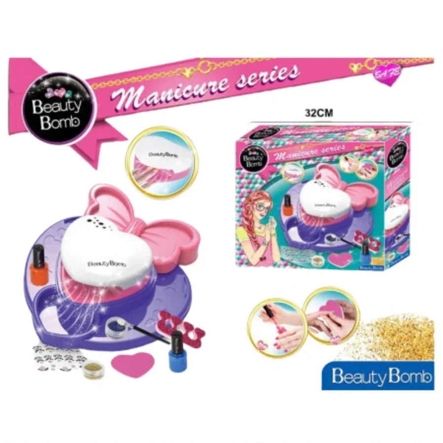 Beauty Bomb Manicure Series – kids DIY nail art set with polish, stickers & gems for fun, safe creative play at home.