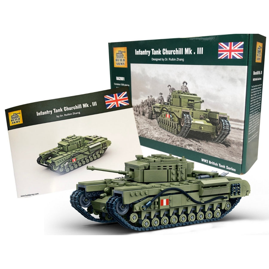 Build Army Churchill Mk.III BA2001 1:33 WW2 British heavy tank building blocks model.
