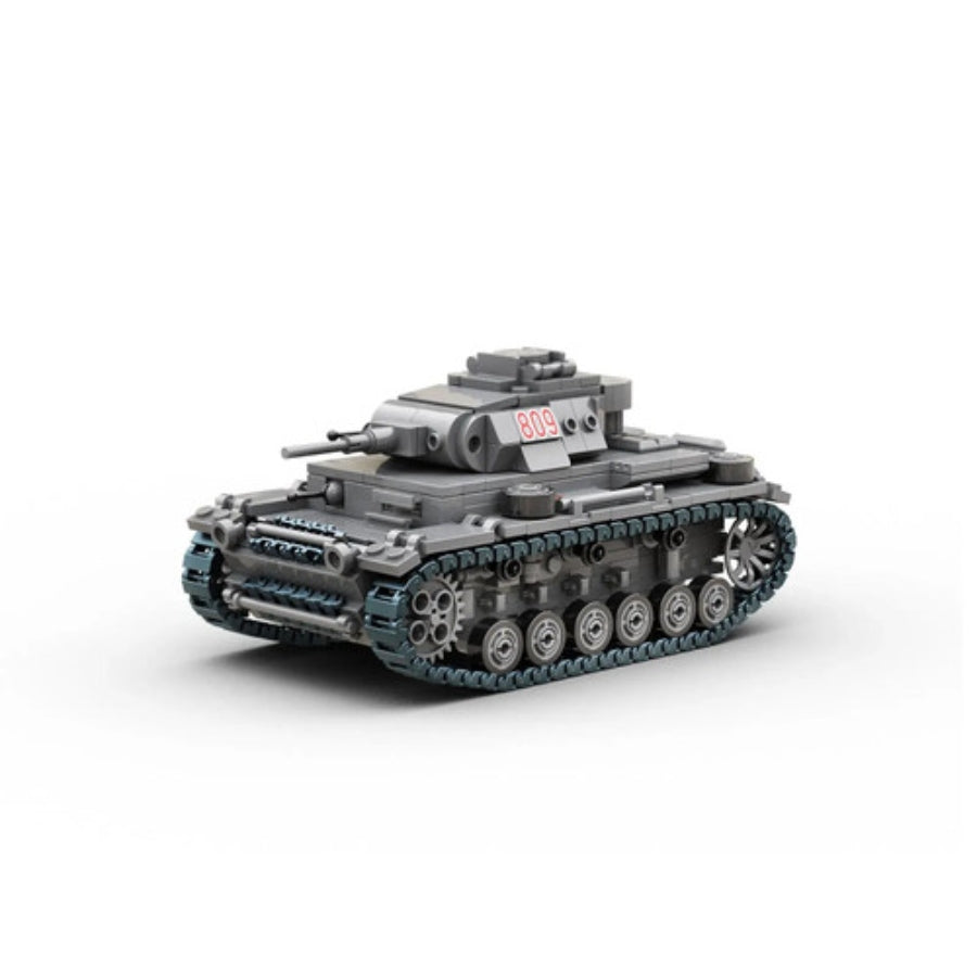 Build Army Panzer III BA0141 – WWII German medium tank brick model kit, 755 pieces, 1:33 scale, compatible with LEGO® bricks for hobbyists and military model collectors.