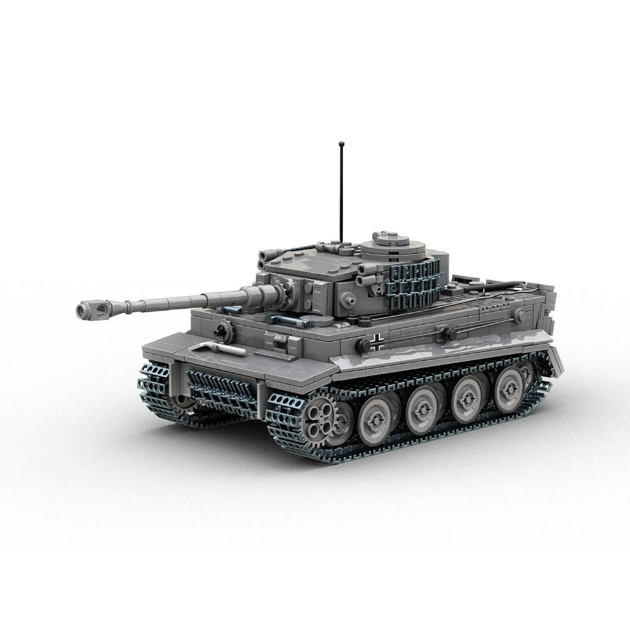 Build Army Tiger I BA0181 – WW2 German heavy tank in grey, 1:33 scale brick model kit, 1,000 pieces, LEGO®-compatible construction set for collectors.