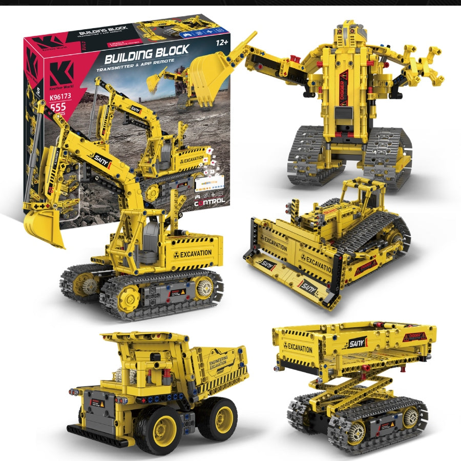 Building Block Excavator Toy Set – fun construction building toy for kids that develops creativity, STEM learning, and motor skills.