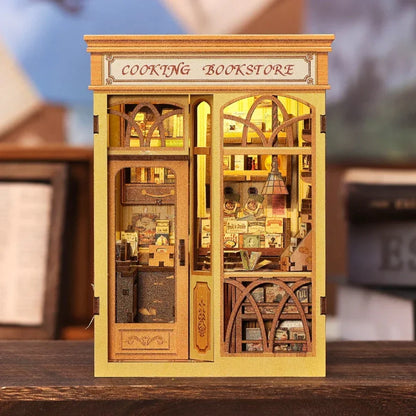 CUTEBEE Cooking Bookstore DIY book nook miniature bookshelf diorama kit.