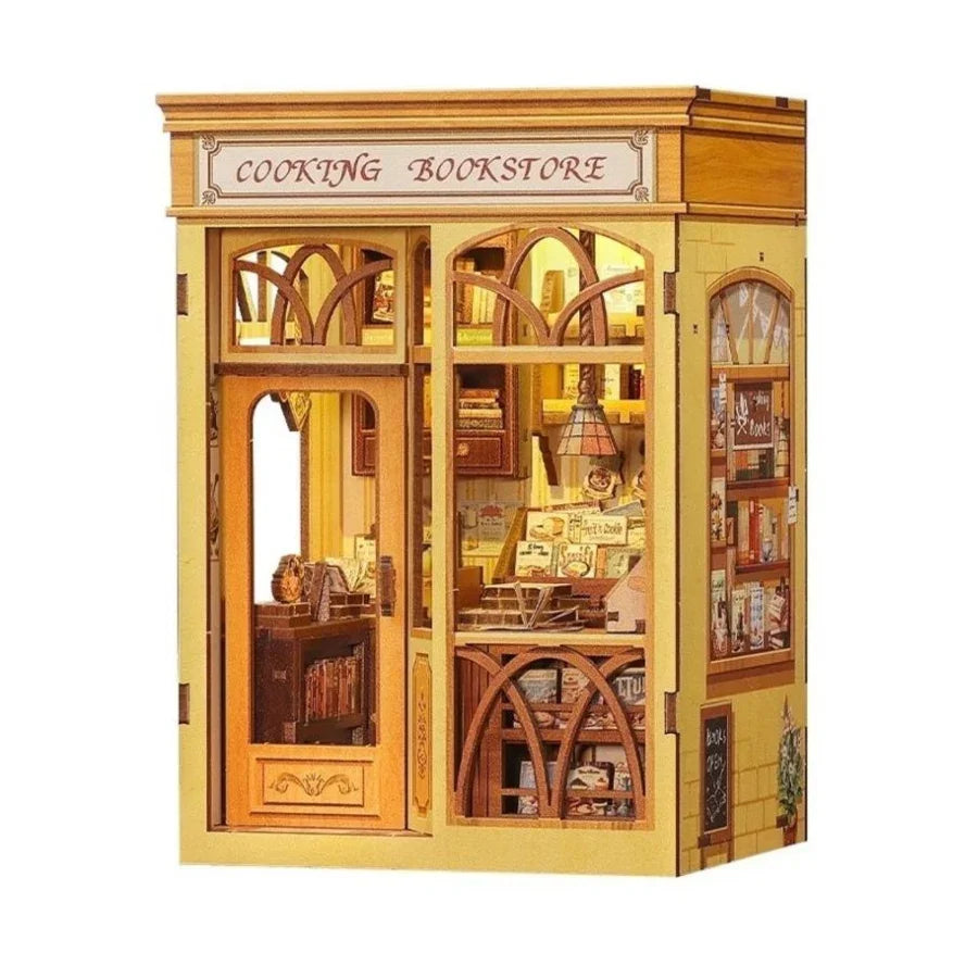 CUTEBEE Cooking Bookstore DIY book nook miniature bookshelf diorama kit.