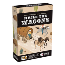 Circle the Wagons Card Game – 2-player Western themed strategy card game by Button Shy Games, portable wallet-sized game with 18 cards and 5,000 combos.