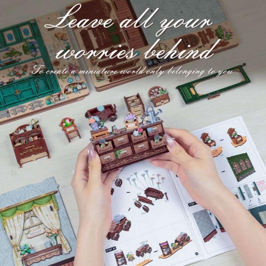 Cutebee Blossom Florists DIY book nook miniature kit.