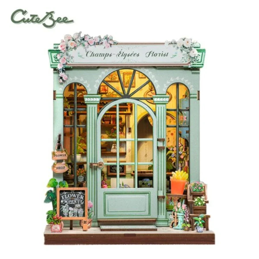 Cutebee Champs-Élysées Florist DIY book nook miniature florist dollhouse scene.