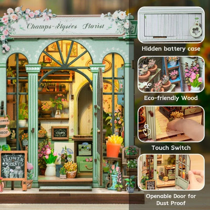 Cutebee Champs-Élysées Florist DIY book nook miniature florist dollhouse scene.